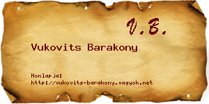 Vukovits Barakony névjegykártya